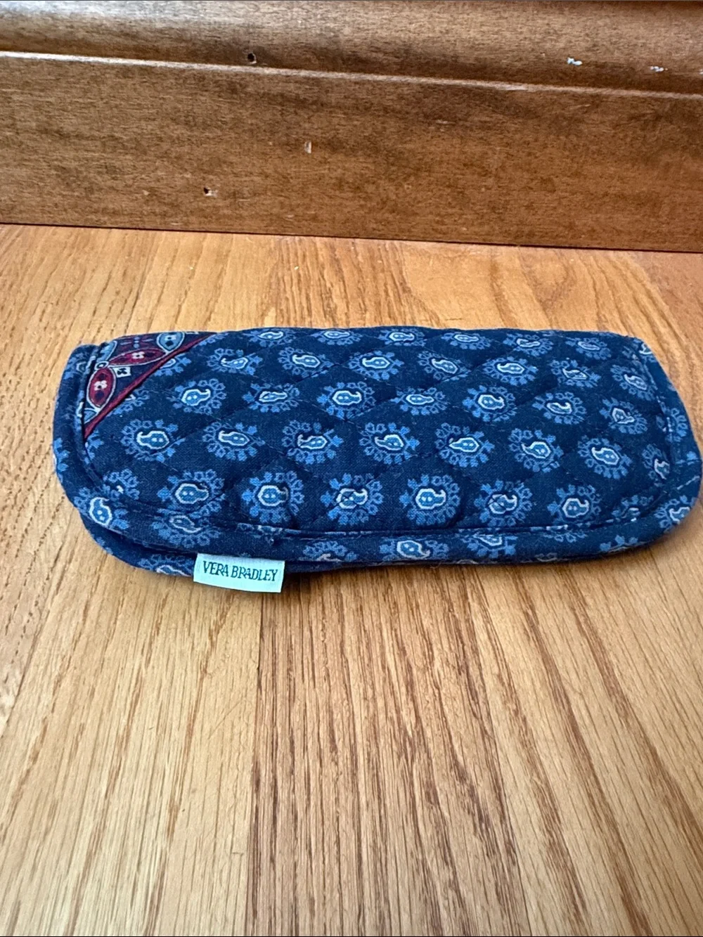 Vera Bradley Double Eyeglass Case Navy 100% Cotton Machine Washable Made in USA